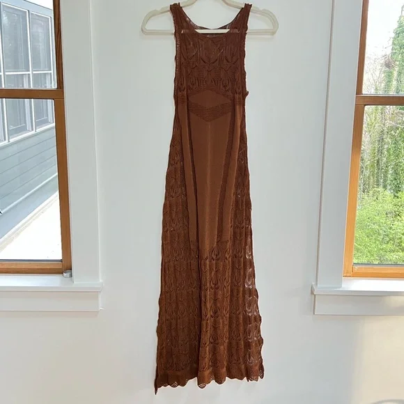 FREE PEOPLE one-of-a-kind Rust Crochet Dress - Picture 1 of 6